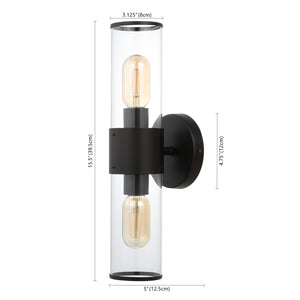 Quinn 2-Light Farmhouse Industrial Iron/Acrylic LED Sconce