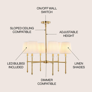 Cillian 6-Light Mid-Century Modern Iron LED Chandelier