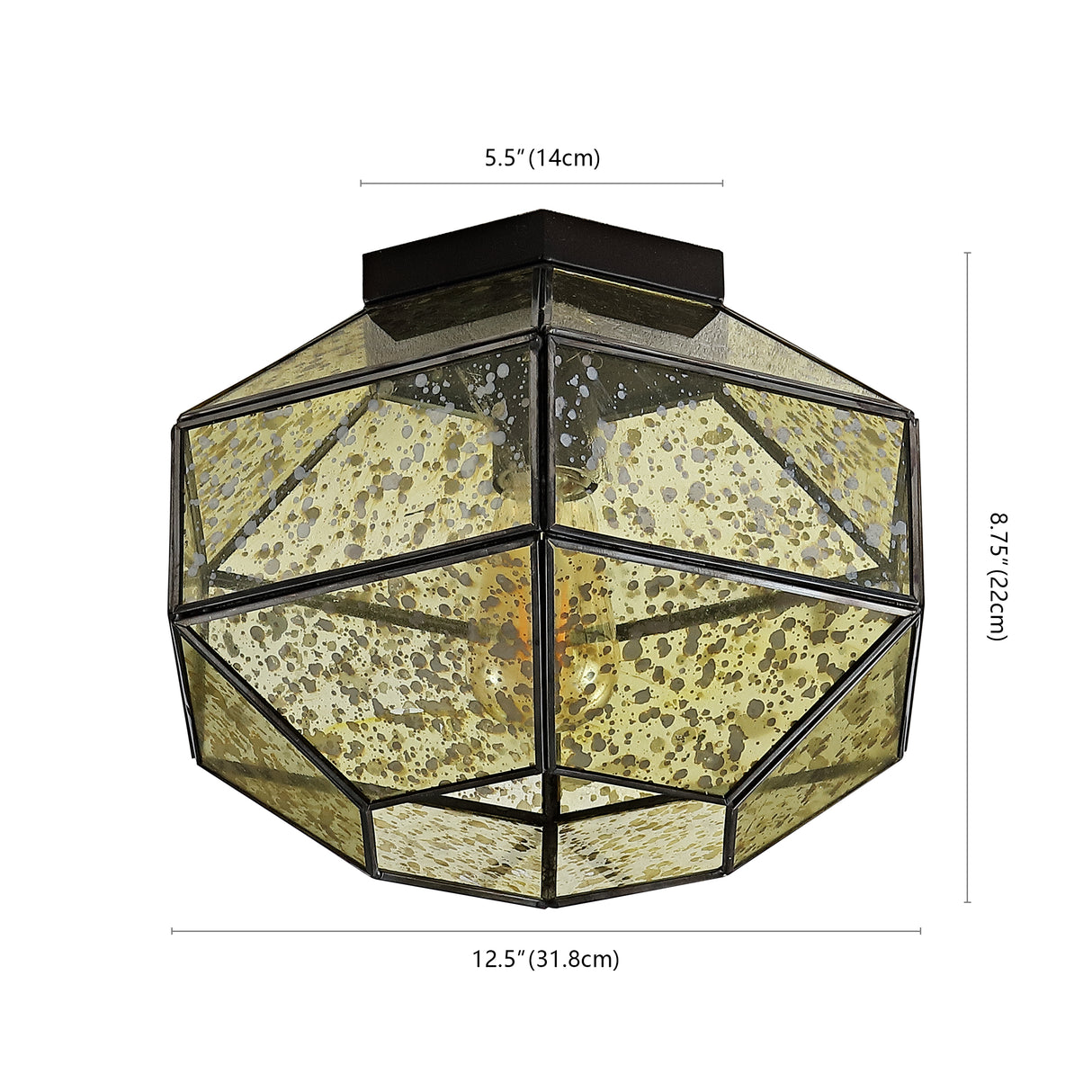 Evelyn 1-Light Vintage Farmhouse Iron/Glass LED Flush Mount