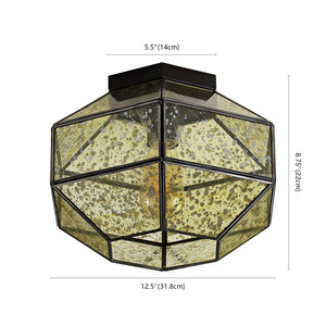 Evelyn 1-Light Vintage Farmhouse Iron/Glass LED Flush Mount