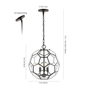 Bee 3-Light Modern Farmhouse Iron/Glass LED Pendant
