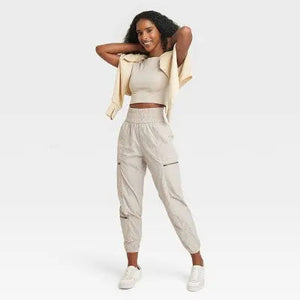 JoyLab Women's High Rise Relaxed Leg Full Cargo Pants Midweight