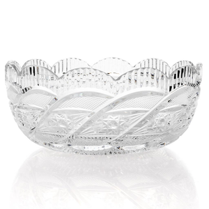 House of Waterford 8" Handmade Diamond, Upright & Wedge Cut Bowl