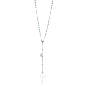Waterford Crystal Tranquility 15.5" Blue Glass Beaded Rosary