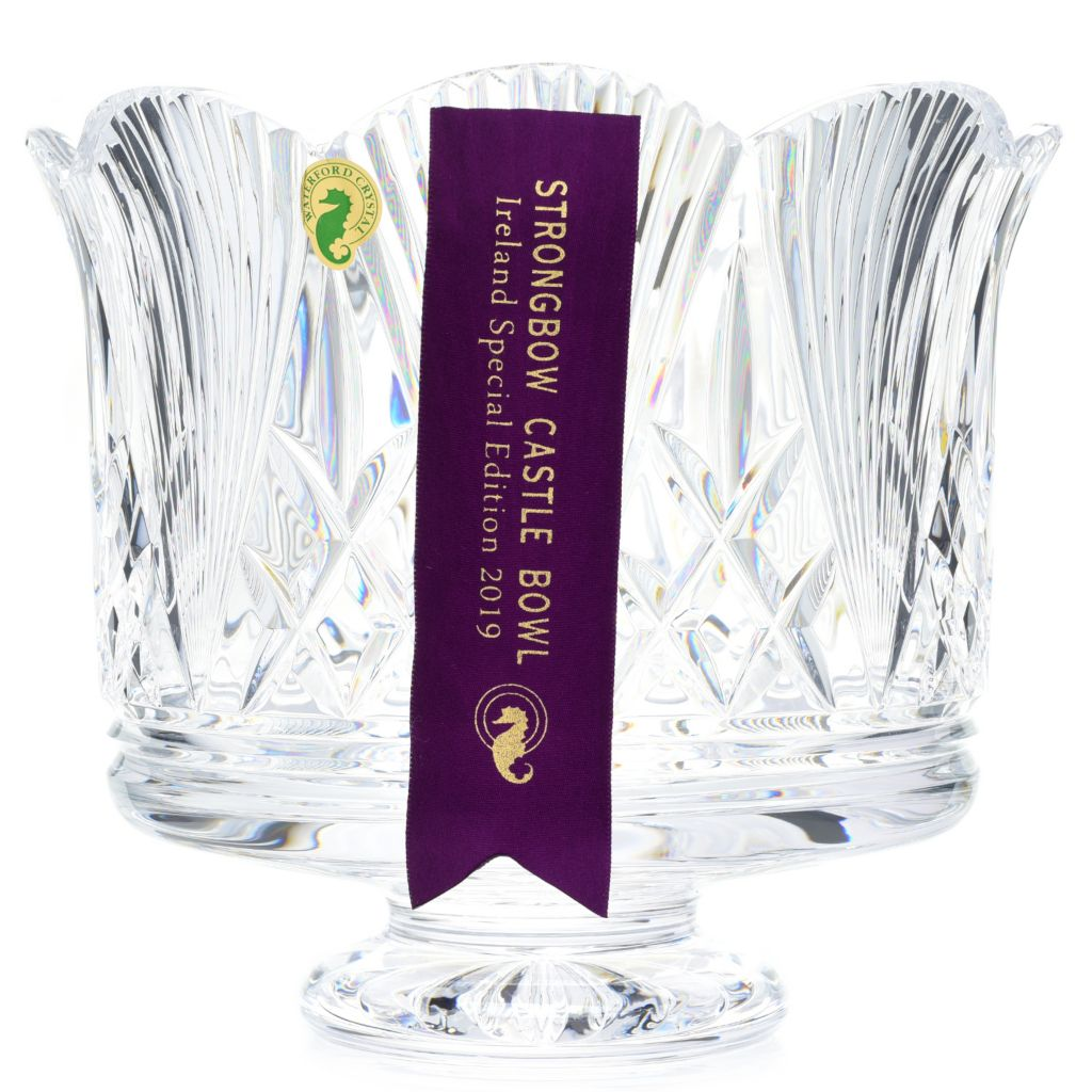House of Waterford Strongbow 8.5" Handmade Crystal Footed Bowl