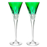 Waterford Crystal Lismore Pops Set of 2 6 oz Emerald Flutes