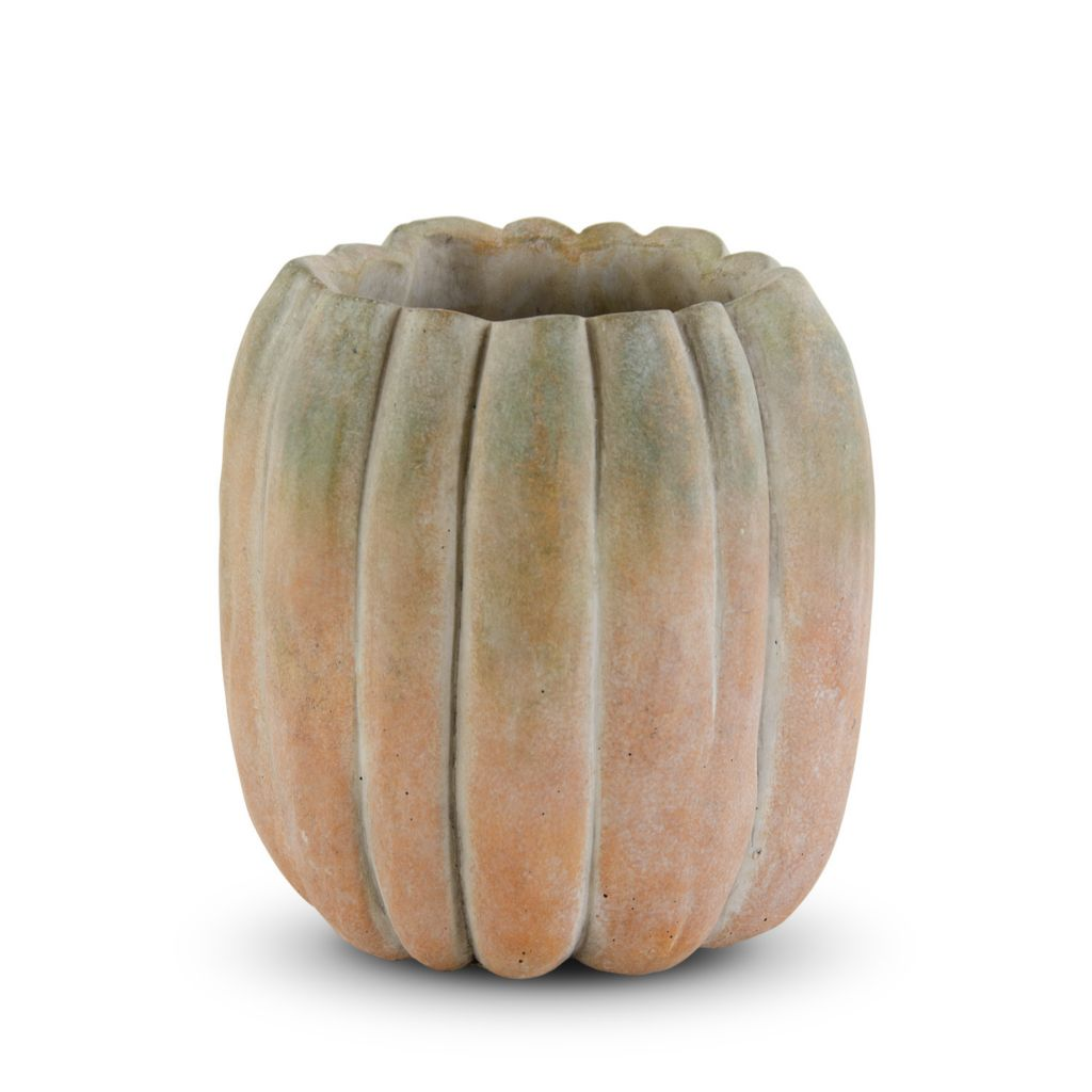 At Home w/ Jorge Parez Whitewashed Choice of Size Orange & Green Cement Pumpkin