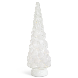 At Home w/ Jorge Parez Choice of Size Clear Glass Flocked LED Tree