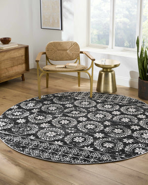 Kahraman Black & White Washable Rug