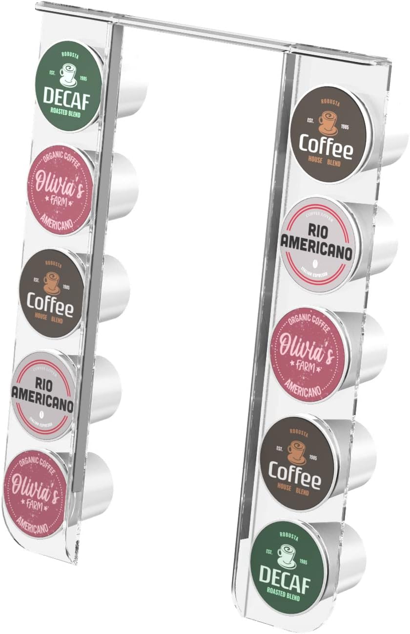 Gevoli K Cup Organizer for Single Serve K-Mini and K Mini PLUS Coffee Makers - Space Saving Modern Acrylic Kcup Pod Holder (10 Pod Capacity)