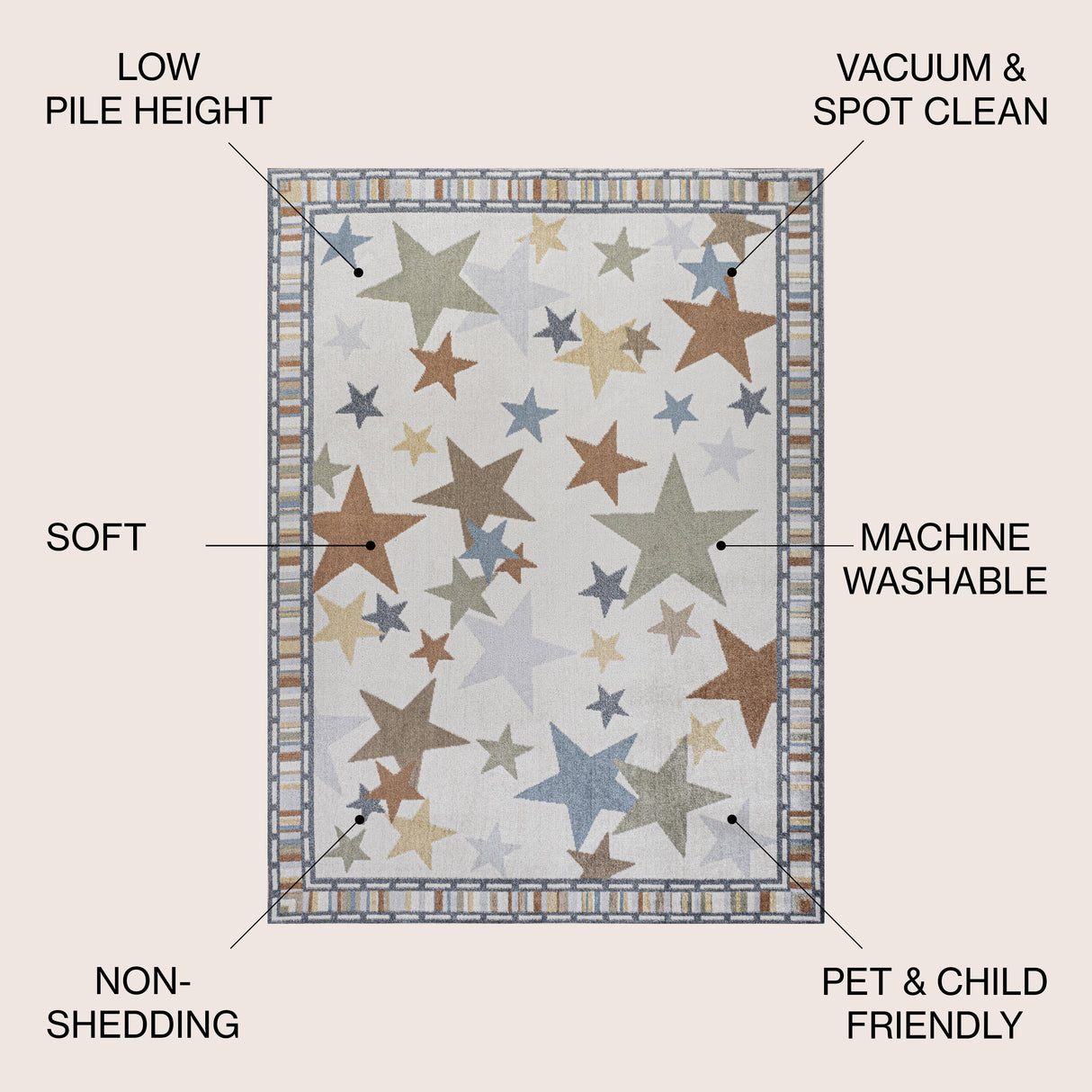 Star Gazer Geometric Machine-Washable Area Rug
