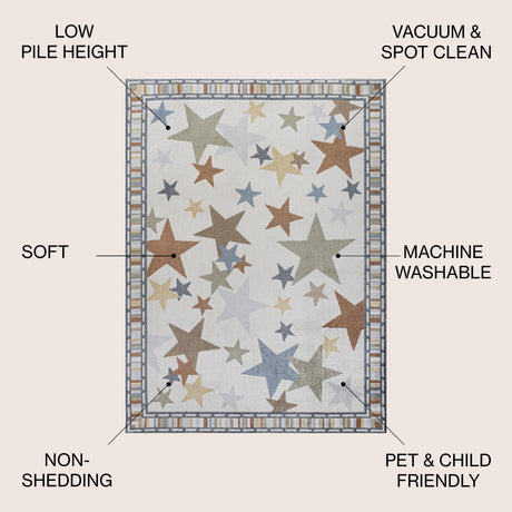 Star Gazer Geometric Machine-Washable Area Rug