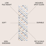 Dila Modern Hearts Geometric Machine-Washable Runner Rug
