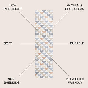 Dila Modern Hearts Geometric Machine-Washable Runner Rug
