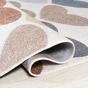 Dila Modern Hearts Geometric Machine-Washable Runner Rug
