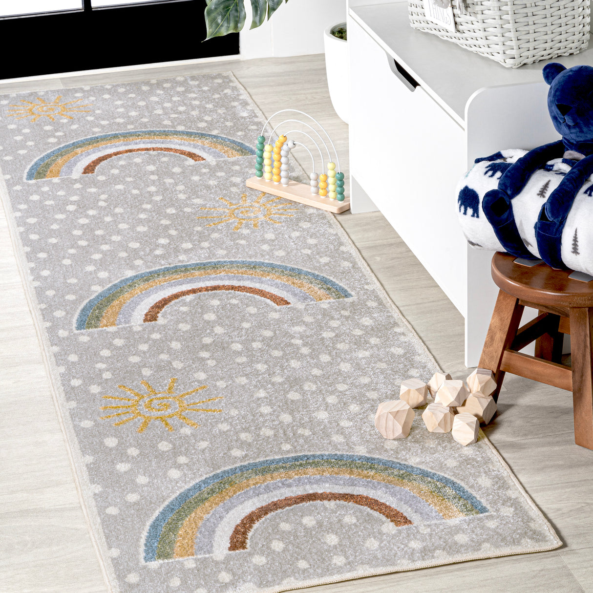 Minha-Rainbow-Dot-Modern-Machine-Washable-Runner-Rug-Runner-Rugs