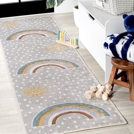 Minha-Rainbow-Dot-Modern-Machine-Washable-Runner-Rug-Runner-Rugs