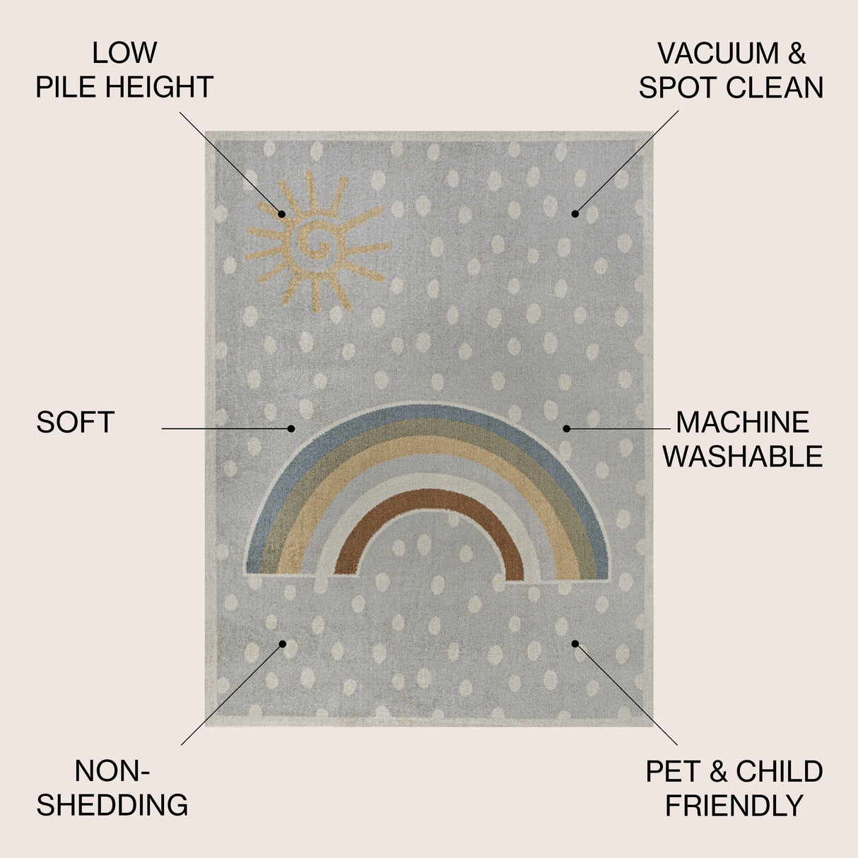 Minha Rainbow Dot Modern Machine-Washable Area Rug