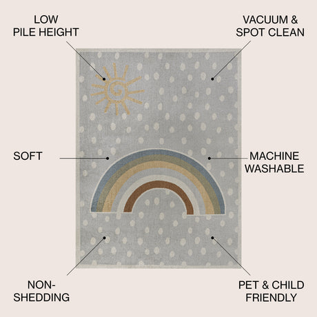 Minha Rainbow Dot Modern Machine-Washable Area Rug