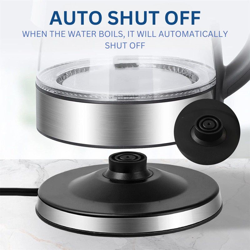 Electric Glass Kettle 1.8L 1500W Fast Boil LED Cordless