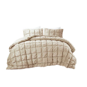 Full/Queen Beige Velvety Soft Down Alternative Comforter Set