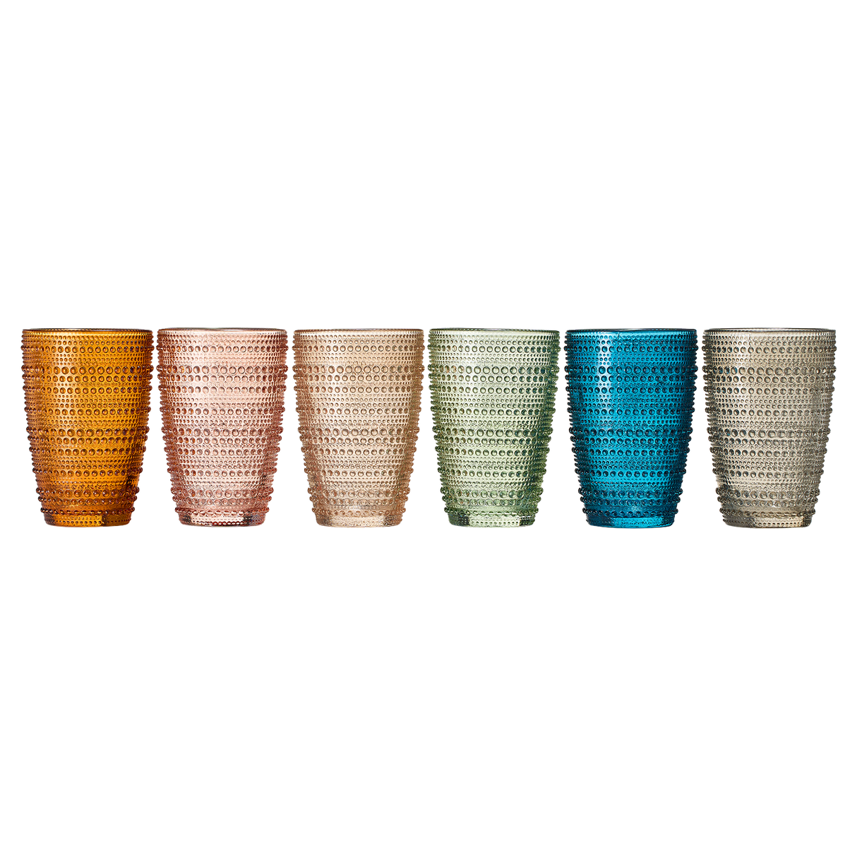 Tonal Hobnail Highball Glassware, Set of 6