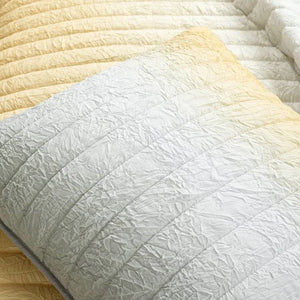 King size Yellow Orange Grey Lightweight Crinkle Fabric 3 Piece Quilt Set