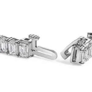 IGI Certified 14K White Gold 10.0 Cttw Emerald Cut Lab Grown Diamond Tennis Bracelet