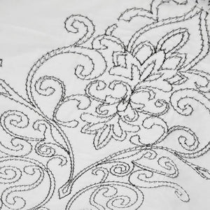 King size White Damask Embroidered 4 Piece Oversized Bedspread Set