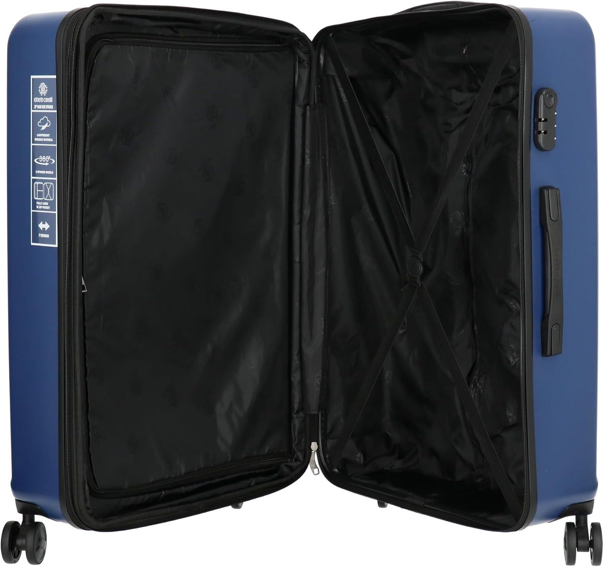ROBERTO CAVALLI 3-Piece Solid Classic Hardshell Luggage Set – Spinner Suitcases for Carry-On & Checked Travel