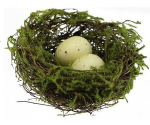 4" Angelvine Flocking Bird Nest with Eggs