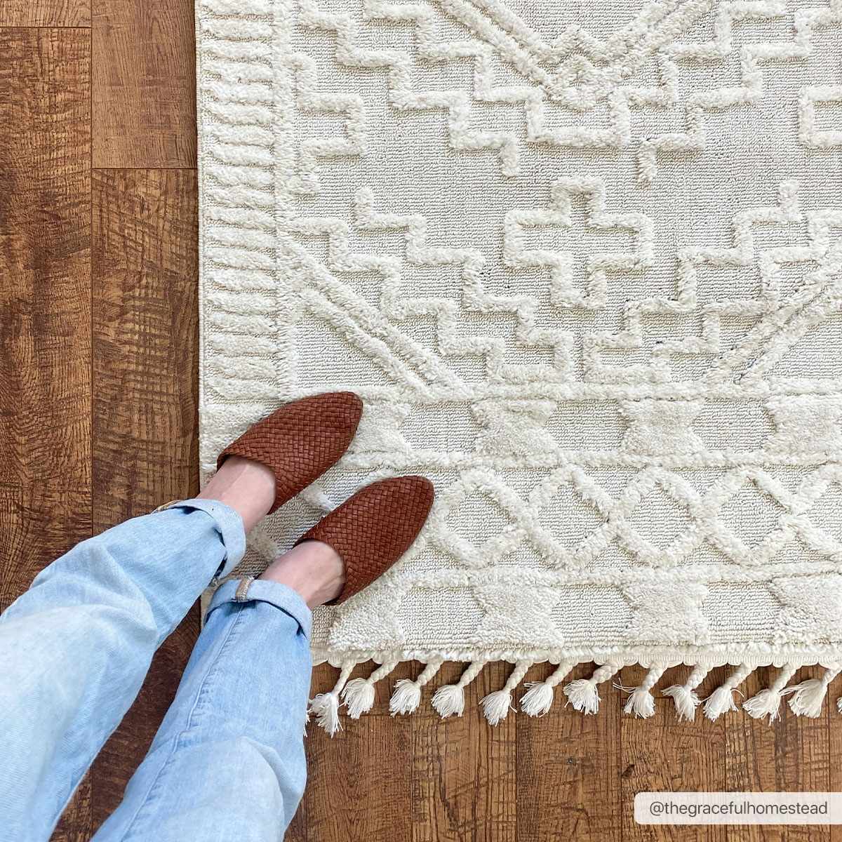 Kalkan High/Low Pile Rug with Tassels - Clearance