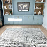 Keita Cream & Black Grid Plush Rug