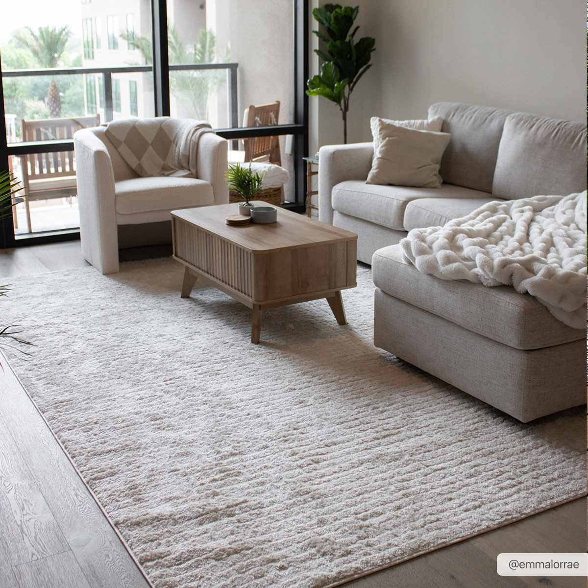 Keita Ivory Area Rug - High Pile Polyester Contemporary Rug – Tuesday ...