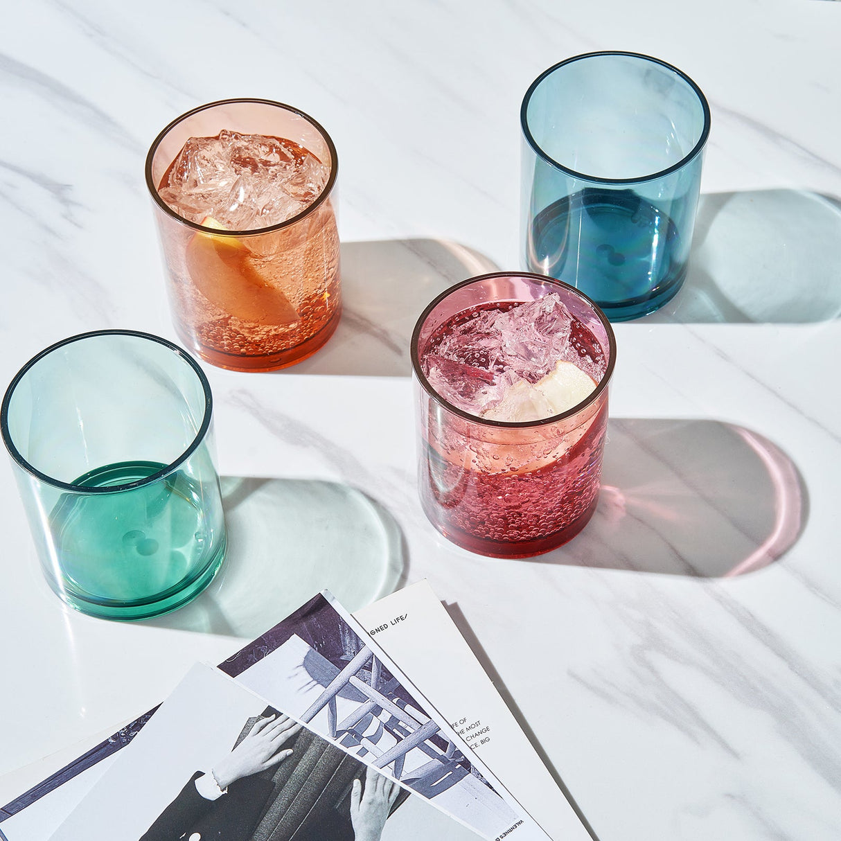 Eze Acrylic Lowball Whiskey Glassware, Set of 4