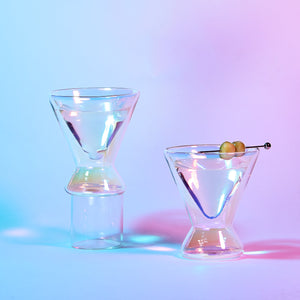 Pearl Double-Wall Martini Cocktail Glassware, Set of 2