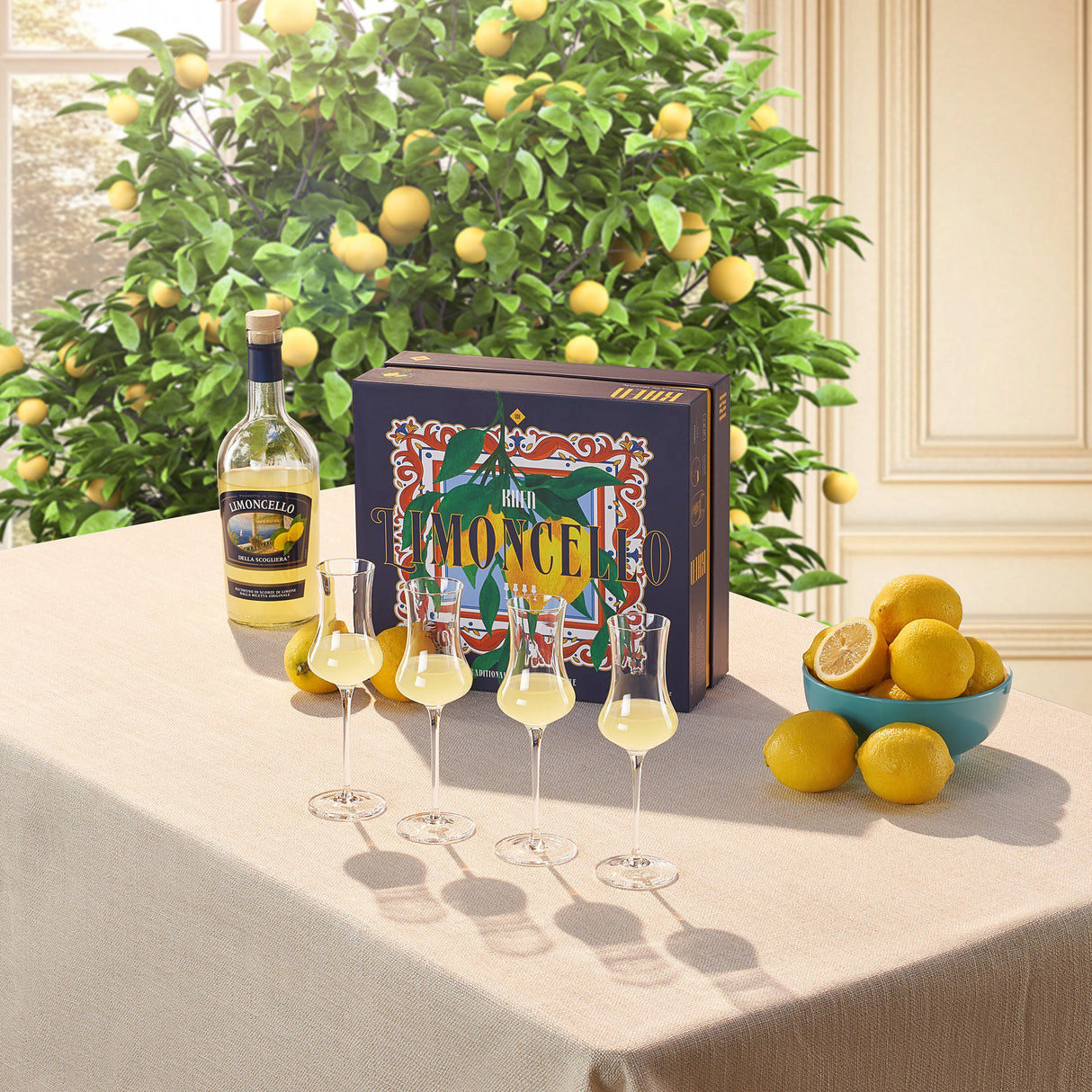 Specialty Limoncello Cocktail Glassware, Set of 4