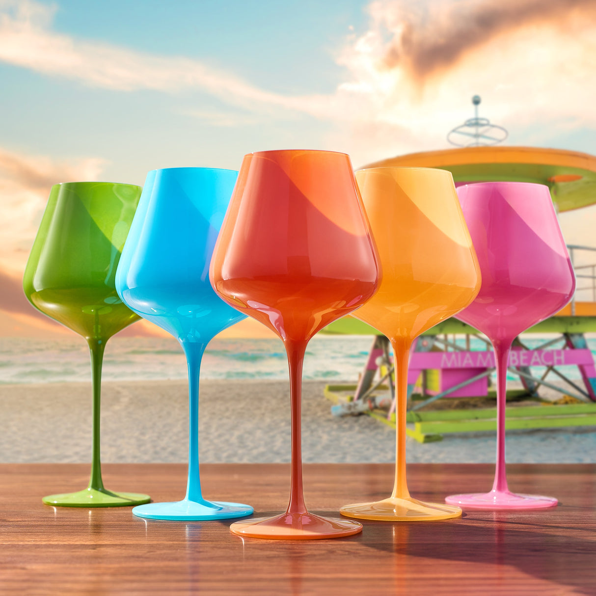 Stagioni Stemmed Wine Glassware, South Beach, Set of 5