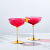 Deco Champagne Coupe Cocktail Glassware, Set of 2