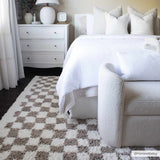 Kieu Taupe Checkered Shag Rug