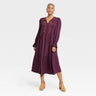 Knox Rose Women's Long Sleeve Embroidered Midi Casual Dress A-Line