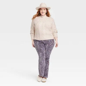 Knox Rose Women's Plus Pullover Cable Knit Mock Turtleneck Chunky Design