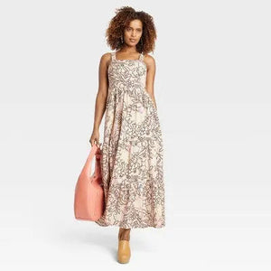 Knox Rose Women's Sleeveless A-Line Maxi Dress Square Neckline Cotton-Blend Fabric