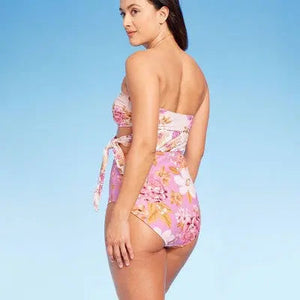 Kona Sol Women's Bandeau One Piece Swimsuit Full Coverage Swimwear