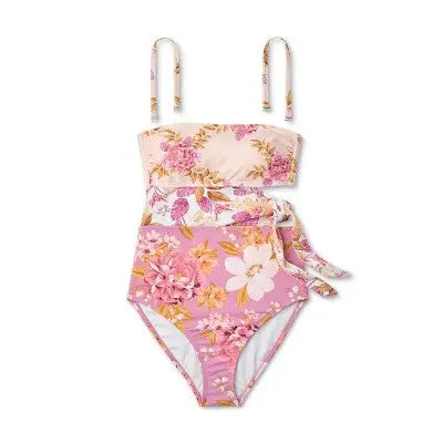 Kona Sol Women's Bandeau One Piece Swimsuit Full Coverage Swimwear