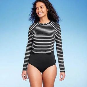Kona Sol Women's Cropped Crewneck Long Sleeve Rash Guard UPF 50+ Shirt