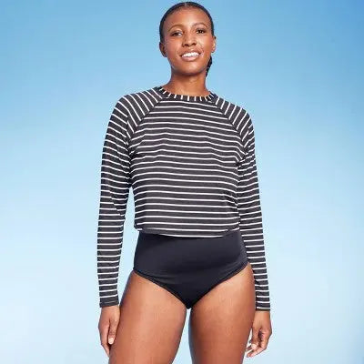 Kona Sol Women's Cropped Crewneck Long Sleeve Rash Guard UPF 50+ Shirt
