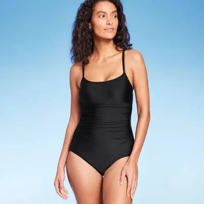 Kona Sol Women's Shirred Front One Piece Swimsuit Full Coverage Tank Swimwear
