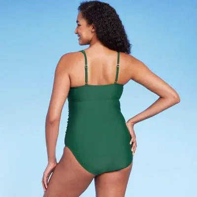 Kona Sol Women's Tie-Front One Piece Swimsuit Full Coverage Swimwear