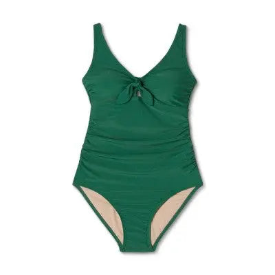 Kona Sol Women's Tie-Front One Piece Swimsuit Full Coverage Swimwear